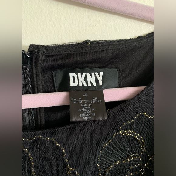 DKNY Black and Gold Embroidered Floral Mini Dress - Picture 4 of 4